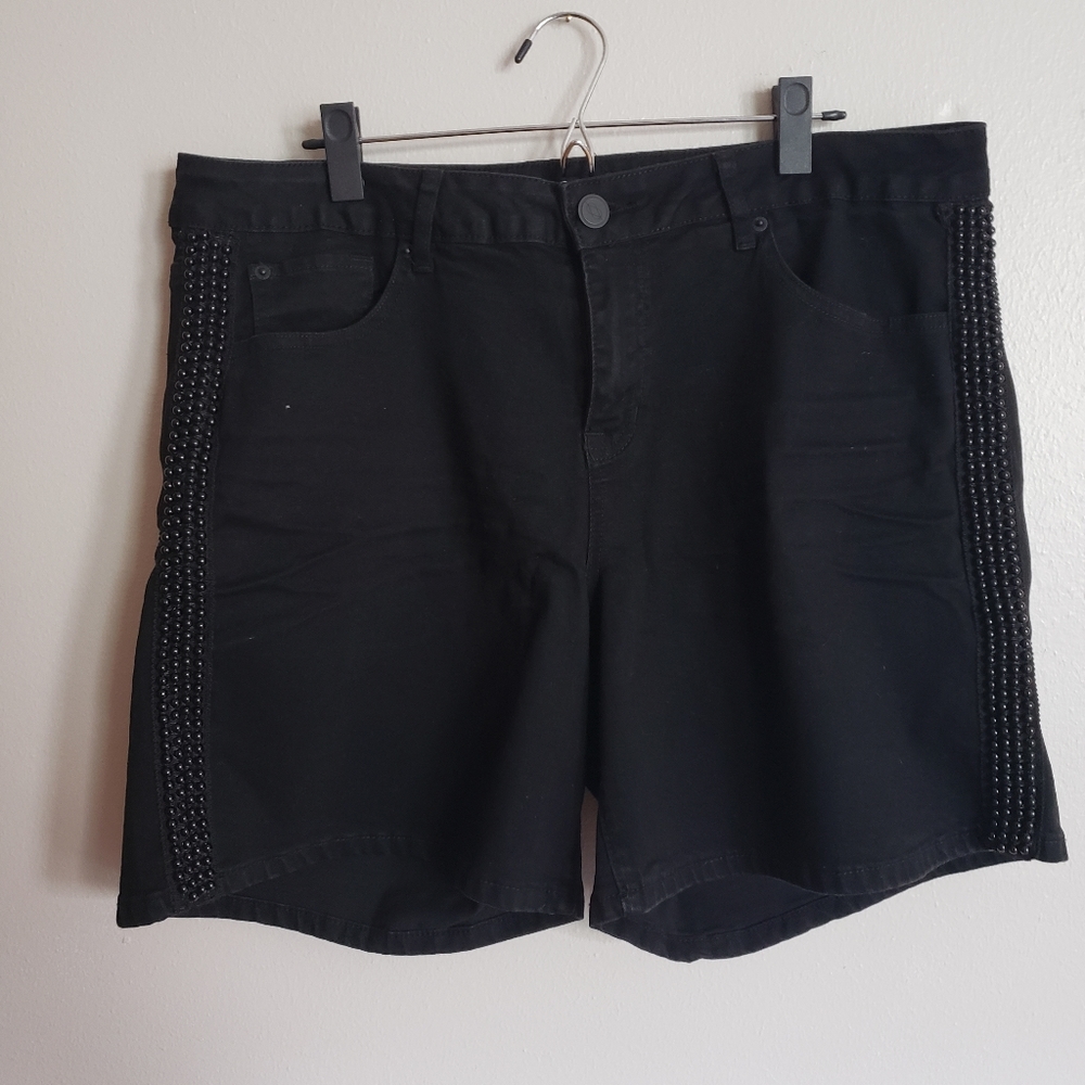 One5One Black Jean Shorts
